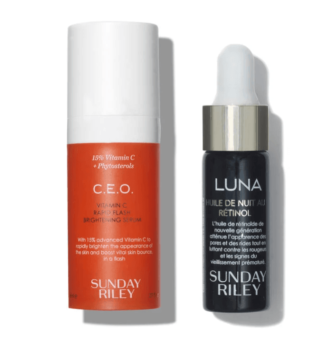 Sunday Riley Serums: Juno Antioxidant + Superfood Face Oil, C.E.O Rapid Flash Brightening Serum and Luna Sleeping Night Oil